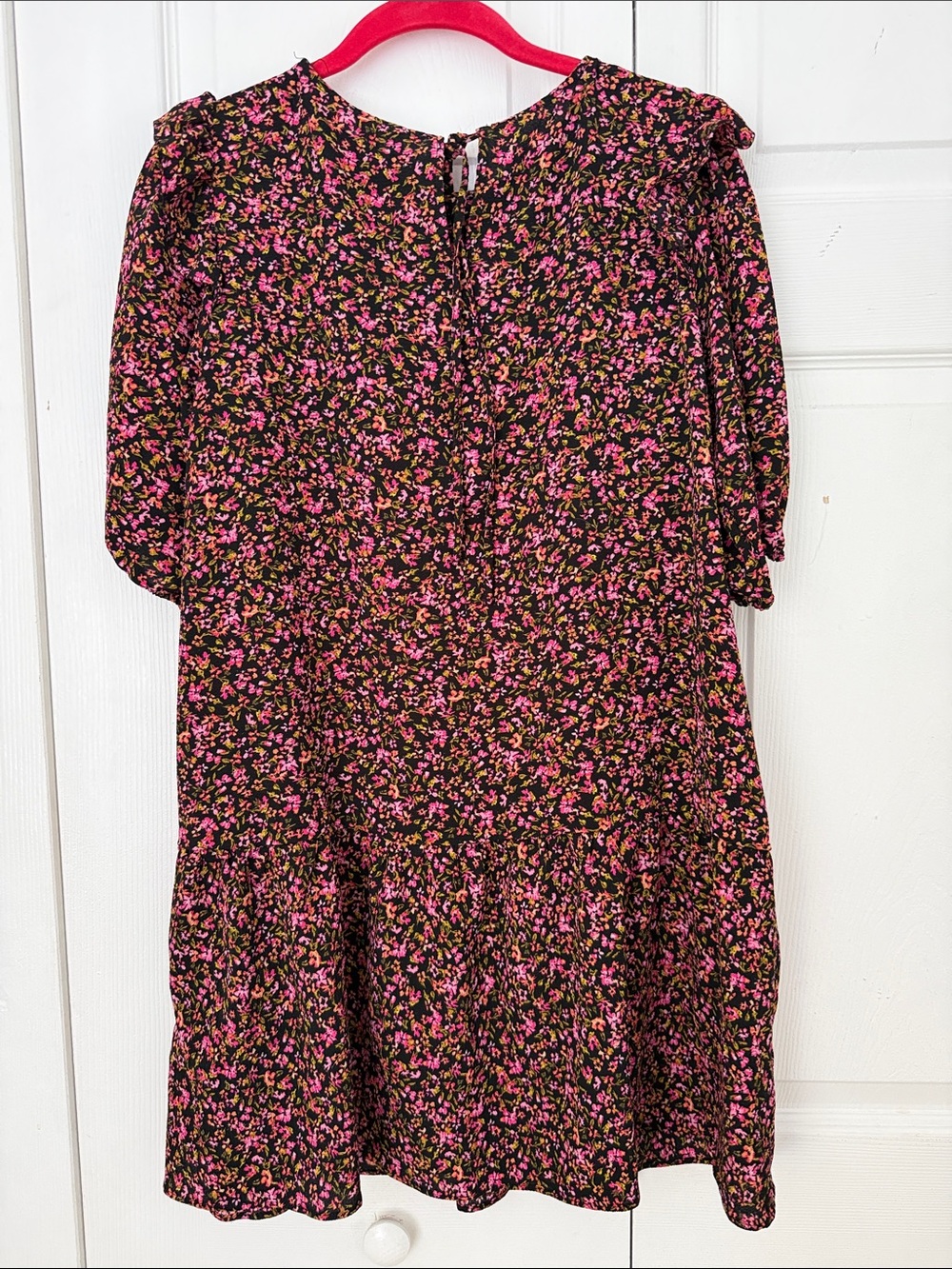 H&M Black Mini Dress with Pink Floral Ditsy Print - Picture 9 of 11